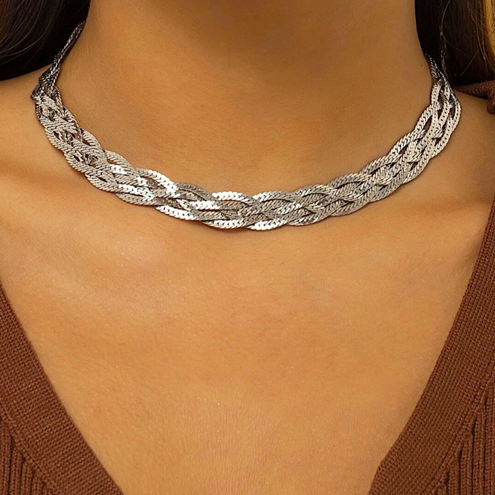 Elegant Sterling Silver Braided Necklace, Handcrafted Intricate Weave, Perfect